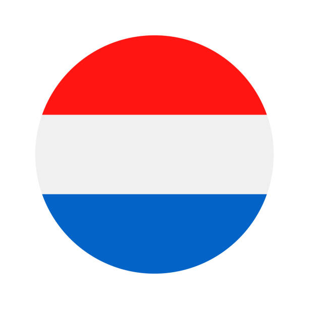 네덜란드-플래그 벡터 평면 아이콘 라운드 - netherlands symbol flag button stock illustrations