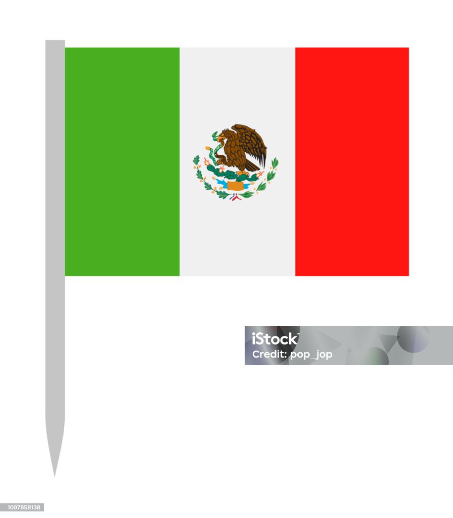 Mexico - Vector Flag Pin Flat Icon Mexican Flag stock vector