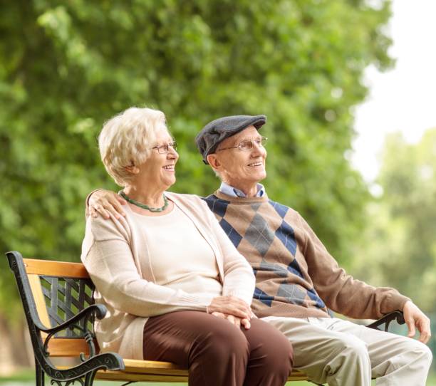 istock Senior couple sitting on a bench 1007860774