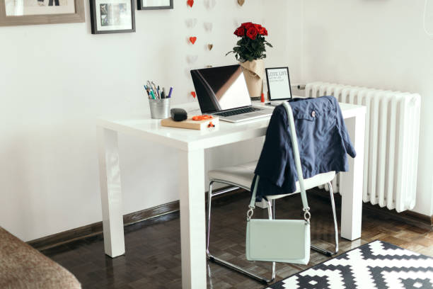 istock Home office - desk, char and laptop 1007887648