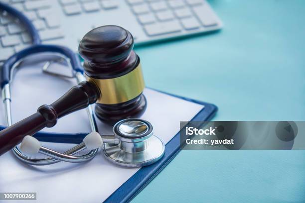 Gavel And Stethoscope Medical Jurisprudence Legal Definition Of Medical Malpractice Attorney Common Errors Doctors Nurses And Hospitals Make Stock Photo - Download Image Now