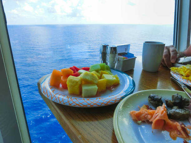 Dining Room Buffet aboard the luxury abstract cruise ship Dining Room Buffet aboard the abstract luxury cruise ship. Selective focus. Burgers passenger ship stock pictures, royalty-free photos & images