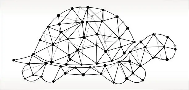 Vector illustration of Turtle  Triangle Node Black and White Pattern