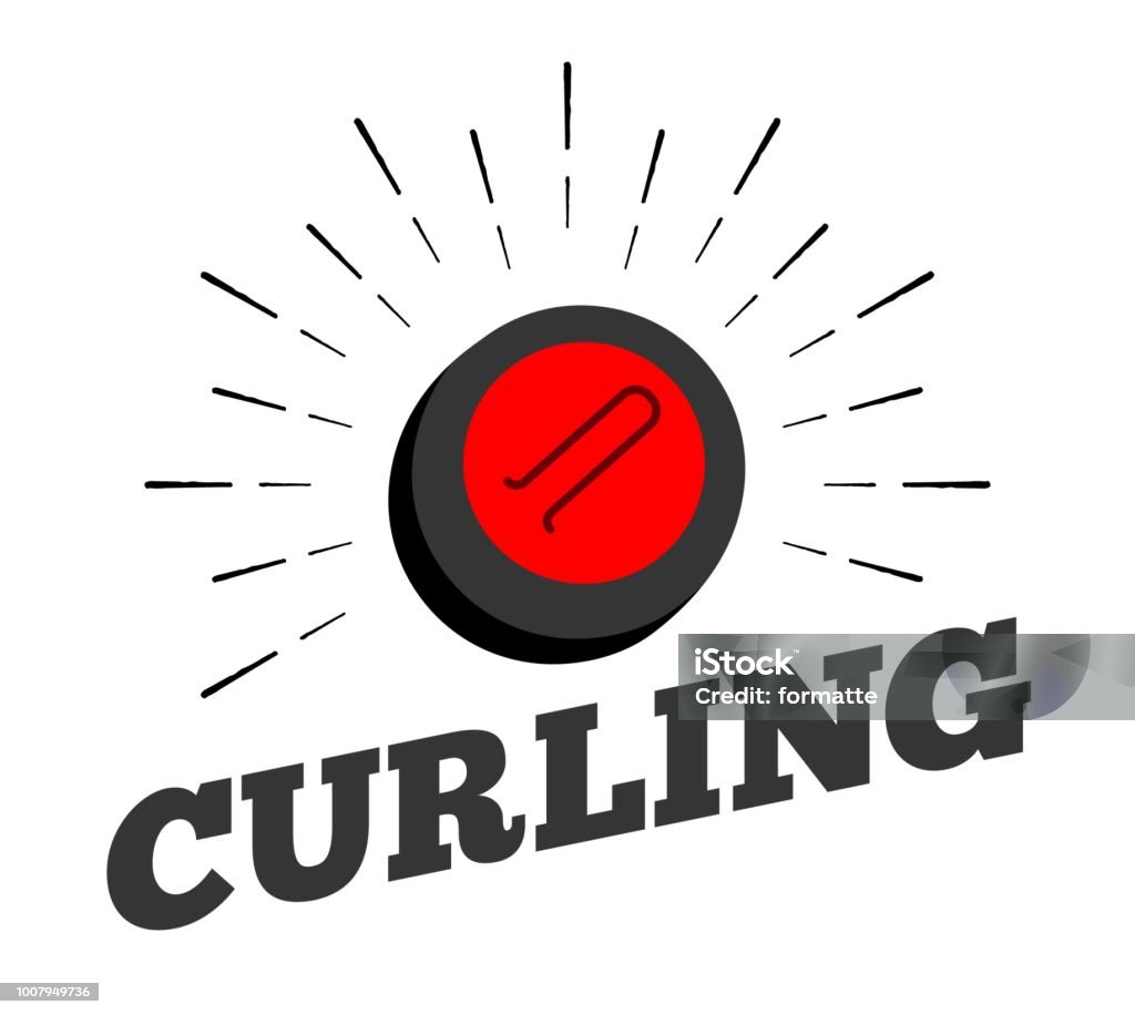 Vector curling sport stone logo icon sun burtst print hand drawn vintage line art design curling stone logo icon hand drawn sun burst Athlete stock vector