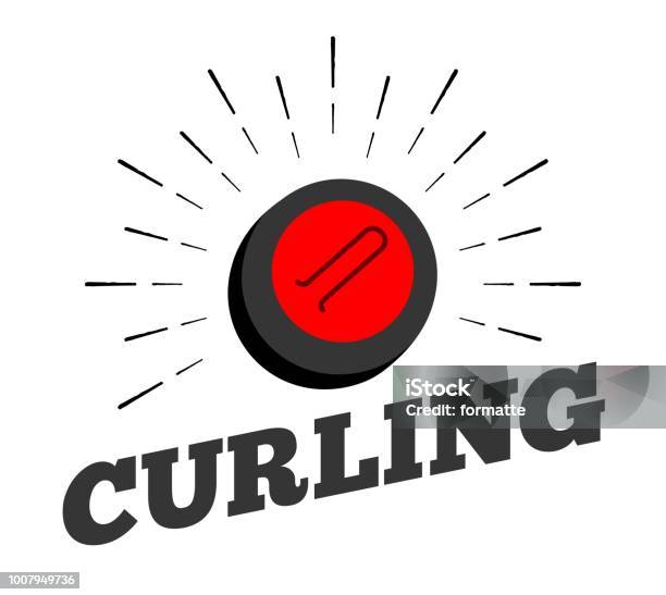 Vector Curling Sport Stone Logo Icon Sun Burtst Print Hand Drawn Vintage Line Art Design Stock Illustration - Download Image Now