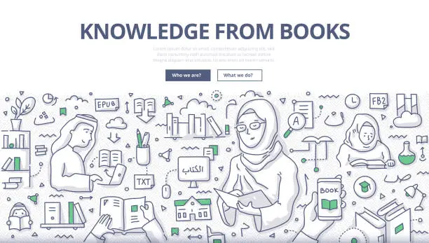 Vector illustration of Knowledge from Books Doodle Concept