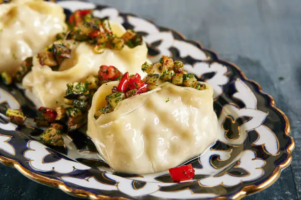 Photo of Manti, Mantu or Manty with Fried Vegetables