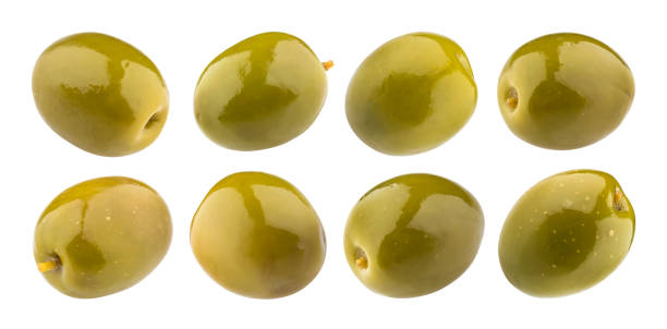 istock Green olives isolated on white background with clipping path 1007968268