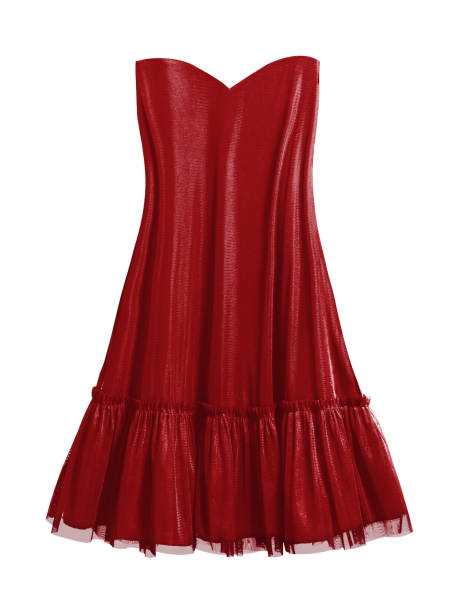 istock Burgundy evening strapless dress isolated white 1007973870