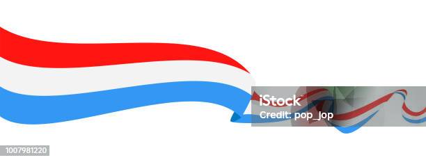 Luxembourg Ribbon Flag Vector Flat Icon Stock Illustration - Download Image Now - Flag, Luxembourg City - Luxembourg, Wave Pattern