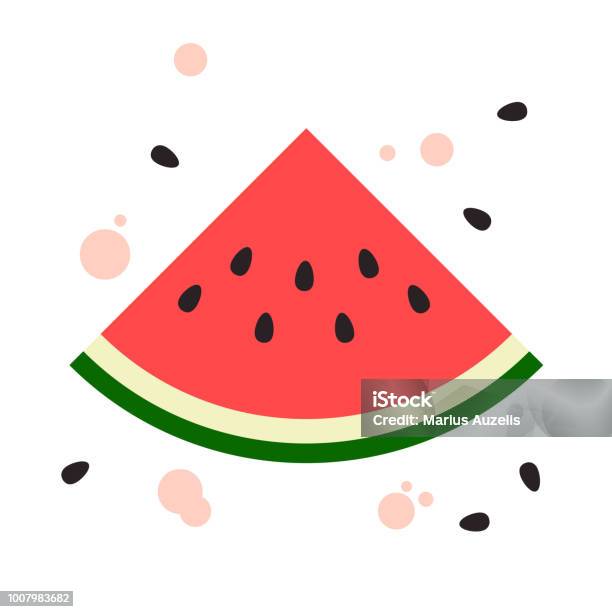 Watermelon Flat Design - Arte vetorial de stock e mais imagens de Melancia - Melancia, Ilustração, Fatia