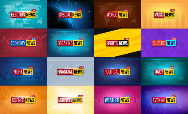 illustrazioni stock, clip art, cartoni animati e icone di tendenza di illustrazione vettoriale creativa dello sfondo delle ultime notizie. mondo, sport, tempo, finanziario, politico, cultura, scienza, mattina, notte, quotidiano, sera, economia, musica, elezione, programma televisivo speciale - braccio di mare immagine