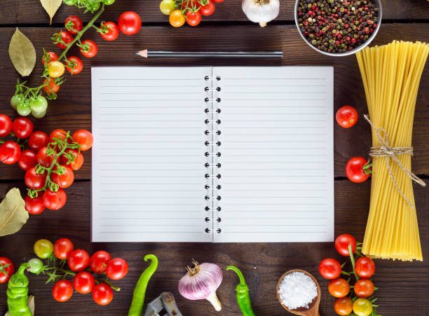 istock notebook in a line  and ingredients for cooking Italian pasta 1007990246