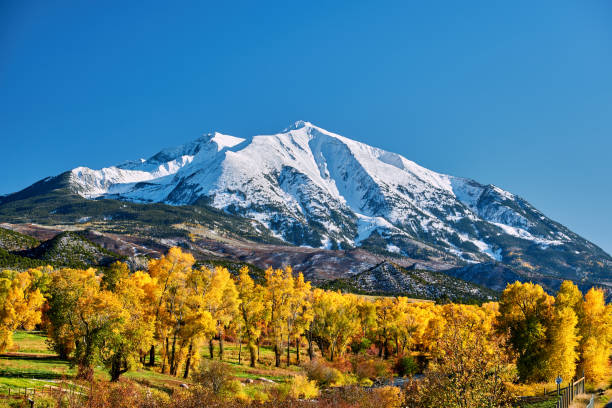 Mount Sopris autumn landscape in Colorado Mount Sopris autumn landscape in Colorado Rocky Mountains, USA. colorado rocky mountains stock pictures, royalty-free photos & images