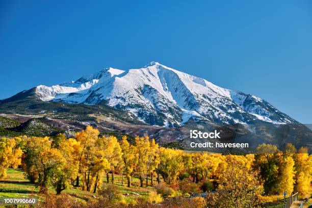 Mount Sopris Autumn Landscape In Colorado Stock Photo - Download Image Now - Colorado, Rocky Mountains - North America, Mountain