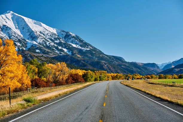 istock Highway at autumn in Colorado, USA. 1007990714