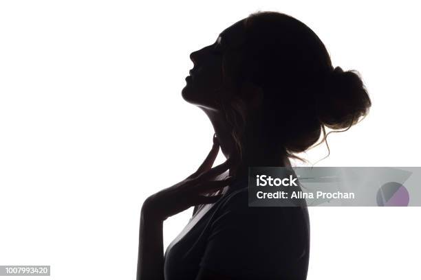 Silhouette Of Beautiful Sensual Girl Woman Face Profilee On White Isolated Background Concept Of Beauty And Fashion Stock Photo - Download Image Now