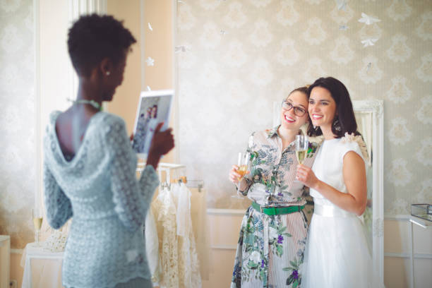 istock The bride is trying out her wedding dress 1007993986
