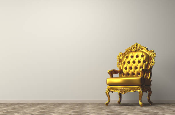 fauteuil doré vintage - trône photos et images de collection