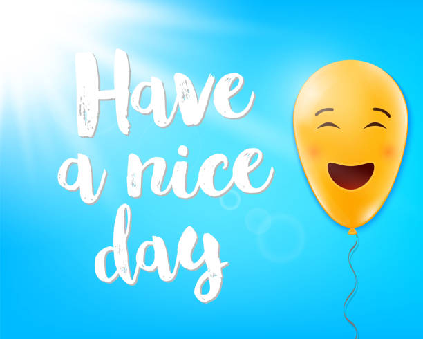 istock Creative vector illustration of realistic smiling balloons face isolated on background. Inspirational quote art design. Positive mood text - have a nice day. Abstract concept graphic emoji element 1008001088