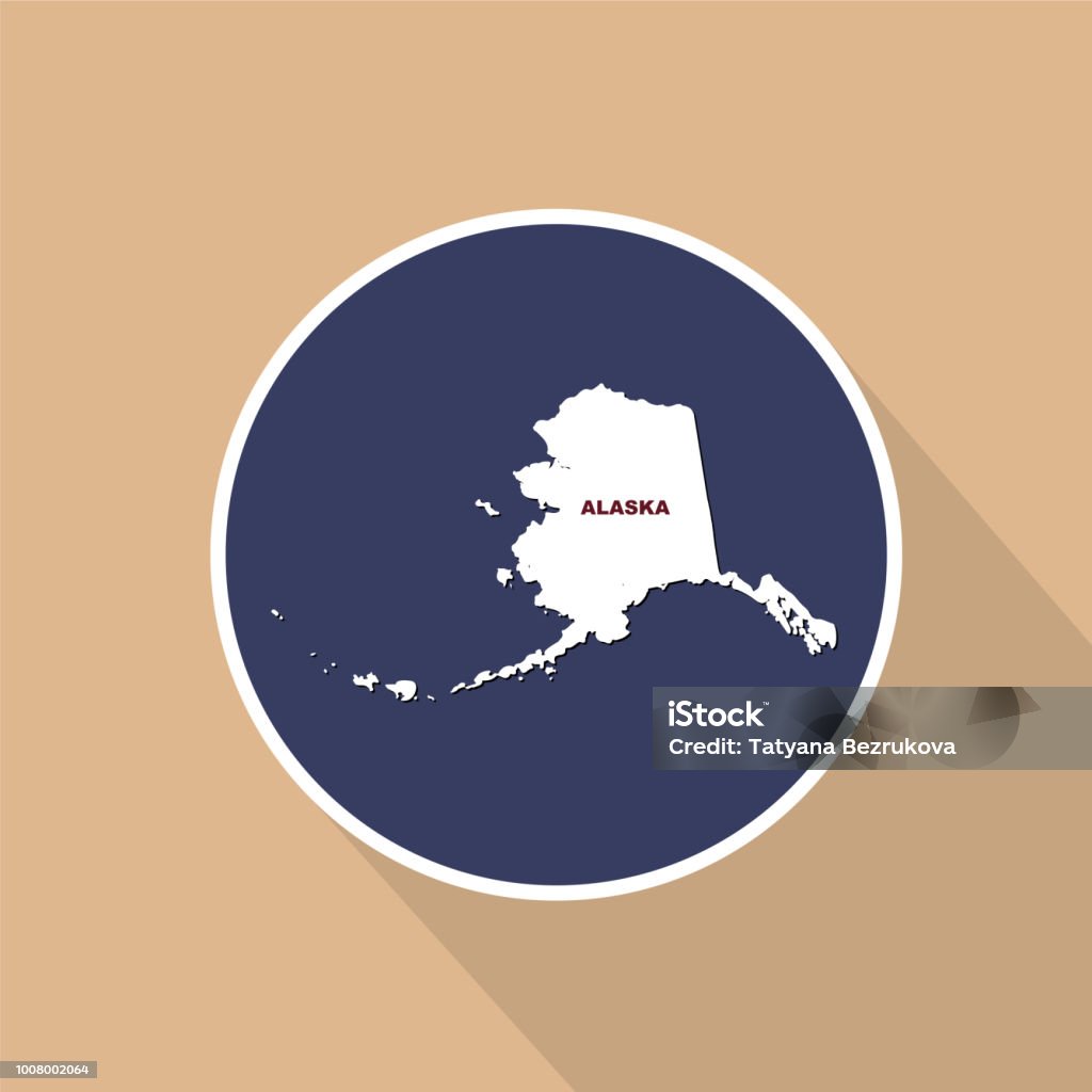 Map of the U.S. state of Alaska on a blue background. State name Map of the U.S. state of Alaska on a blue background. State name. Abstract stock vector