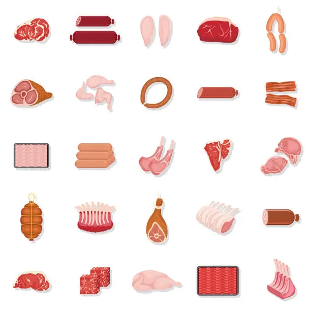 Vector illustration of Fresh Meat Icon Set