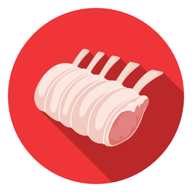 ilustrações de stock, clip art, desenhos animados e ícones de fresh rack of lamb meat icon - rack of lamb illustrations