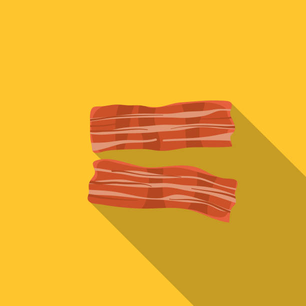 Fresh Bacon Meat Icon Fresh Bacon Meat Icon with long shadows bacon illustrations stock illustrations