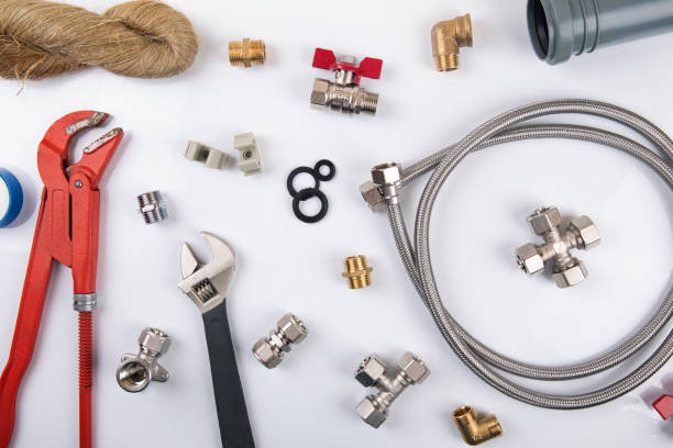 istock plumbing tools and accesories. top view flat lay 1008016036