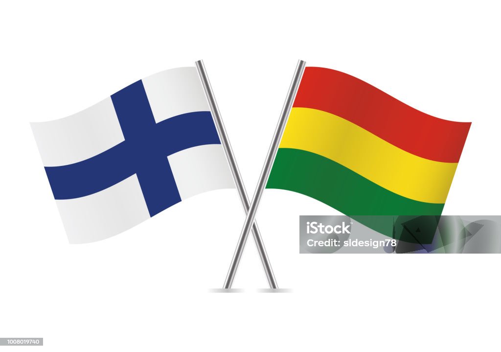 Finland and Bolivia flags. Vector illustration. Flag stock vector