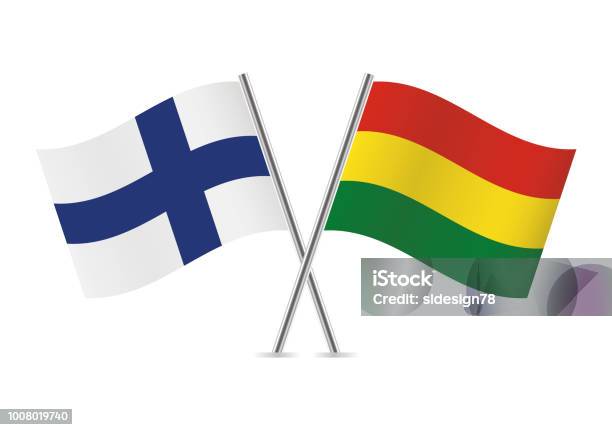 Finland And Bolivia Flags Vector Illustration Stock Illustration - Download Image Now - Flag, Bolivian Flag, Couple - Relationship