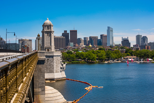 JULY 18, 2018 - BOSTON, MASSACHUSETTS, USA:  Longfellow Bridge, also known to locals as the \