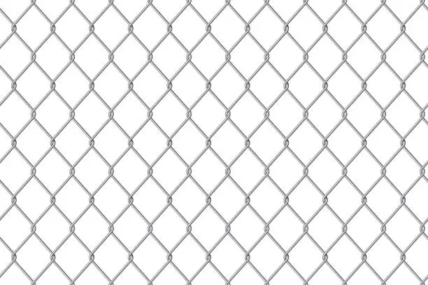 Vector illustration of Creative vector illustration of chain link fence wire mesh steel metal isolated on transparent background. Art design gate made. Prison barrier, secured property. Abstract concept graphic element