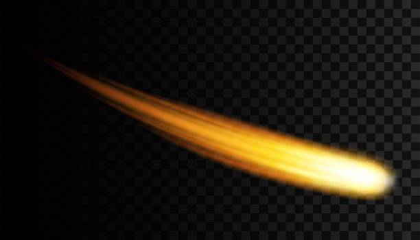 творческая векторная иллюстрация летающего космического метеора, планетоида, кометы, огненного шара, изолированного на прозрачном фоне. о� - meteor fireball asteroid comet stock illustrations