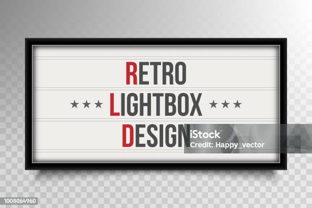 Creative Vector Illustration Of Glowing Cinema Signboard Retro Lightbox Isolated On Transparent Background Art Design Light Vintage Billboard Banner Template Abstract Cinema Theatre Element Stock Illustration - Download Image Now
