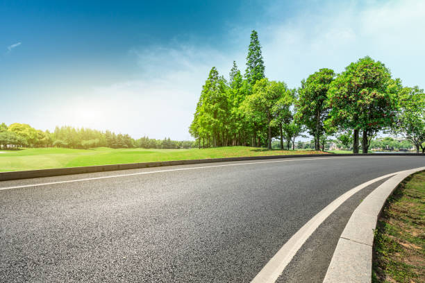 istock Asphalt road and green forest landscape under the blue sky 1008096468