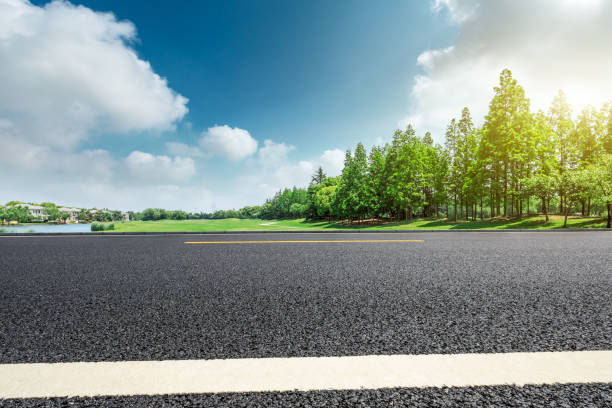 istock Asphalt road and green forest landscape under the blue sky 1008099482