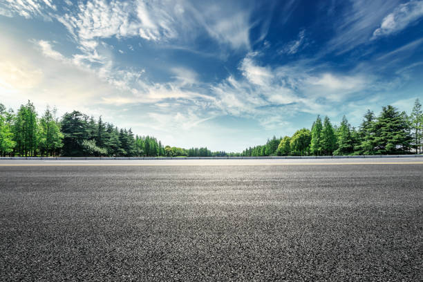 istock Asphalt road and green forest landscape under the blue sky 1008102428
