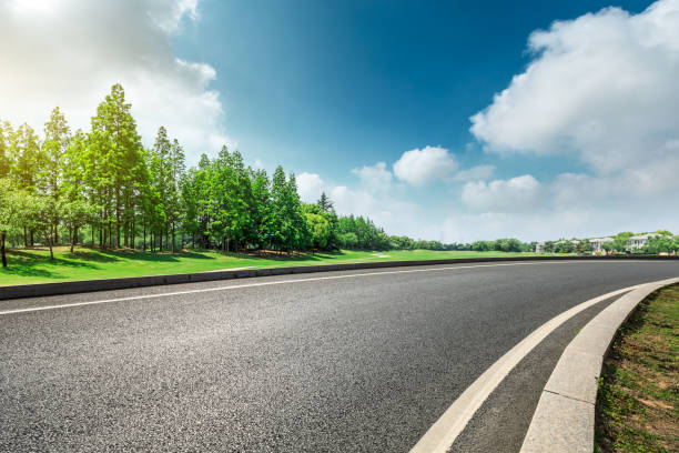 istock Asphalt road and green forest landscape under the blue sky 1008104672