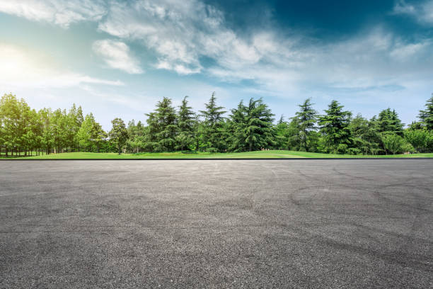 istock Asphalt road and green forest landscape 1008105226
