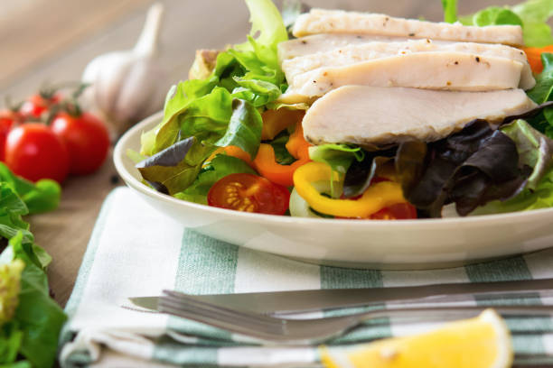 istock Healthy mixed vegetable chicken salad 1008108428