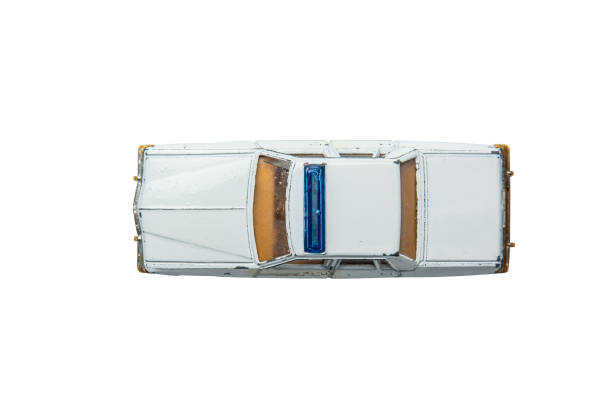 Cute blue retro travel car with luggage