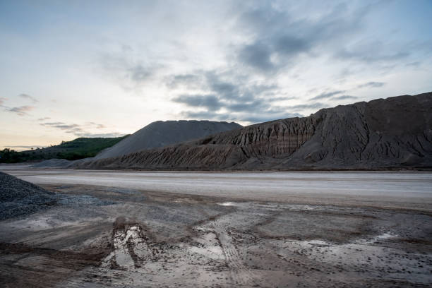 mountain sand on the concrete factory
