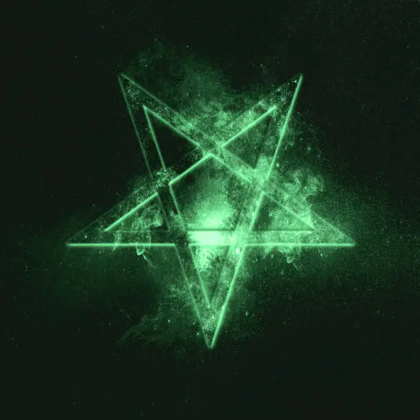 Reversed Pentagram symbol. Green symbol