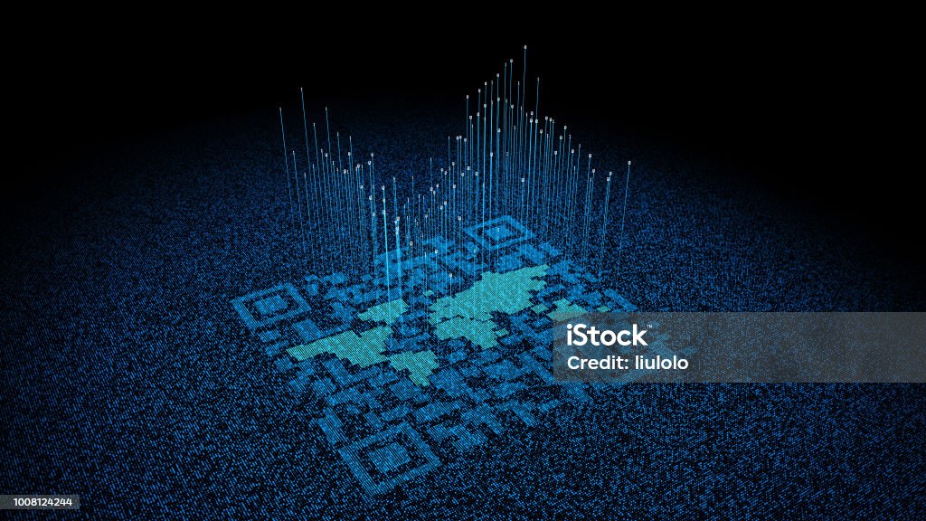 Networking Qr Code Qr Code Technology Wireless Network Connection World Map Stock Photo ...
