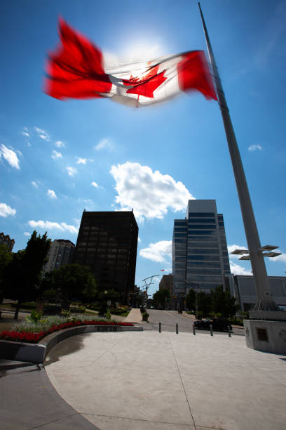 istock Canadian Flag at Half Mast - Windsor, Ontario 1008131178