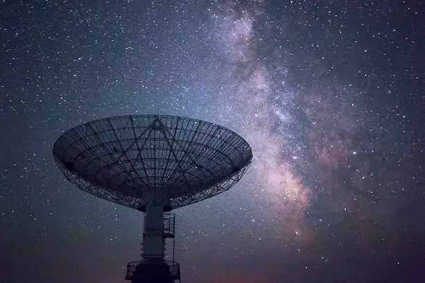 Photo of Galaxy and radio telescope