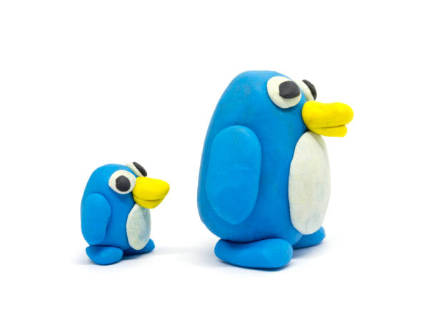 istock Play dough Penguin father and son on white background 1008199806