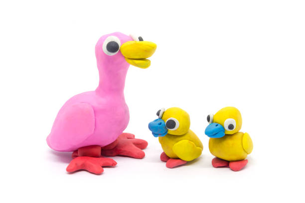 istock Play dough Duck mather and son on white background 1008199822