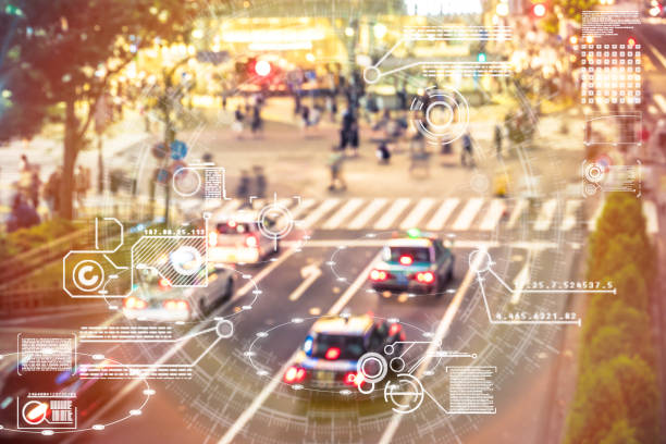 Automatic car city defocused tokyo japan